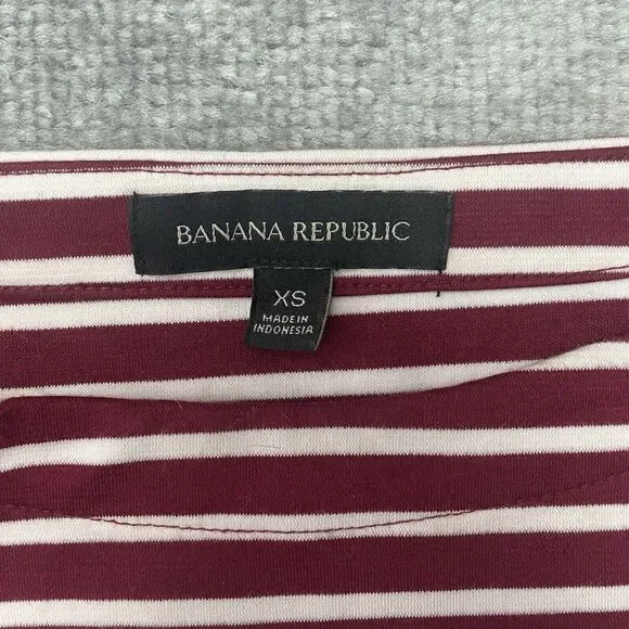 Banana Republic Shirt Womens XS Red White Striped Button Sleeves Casual Stretch - Picture 4 of 8